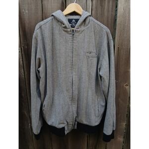 Upper Playground Men's 2XL Full Zip Herringbone Hoodie Jacket Grey Black Knit